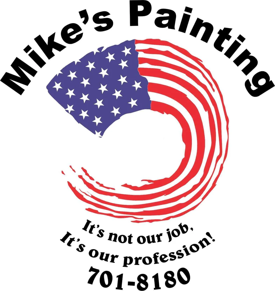 Mike's Painting logo: a painted American flag swoosh with the line It's not our job, it's our profession